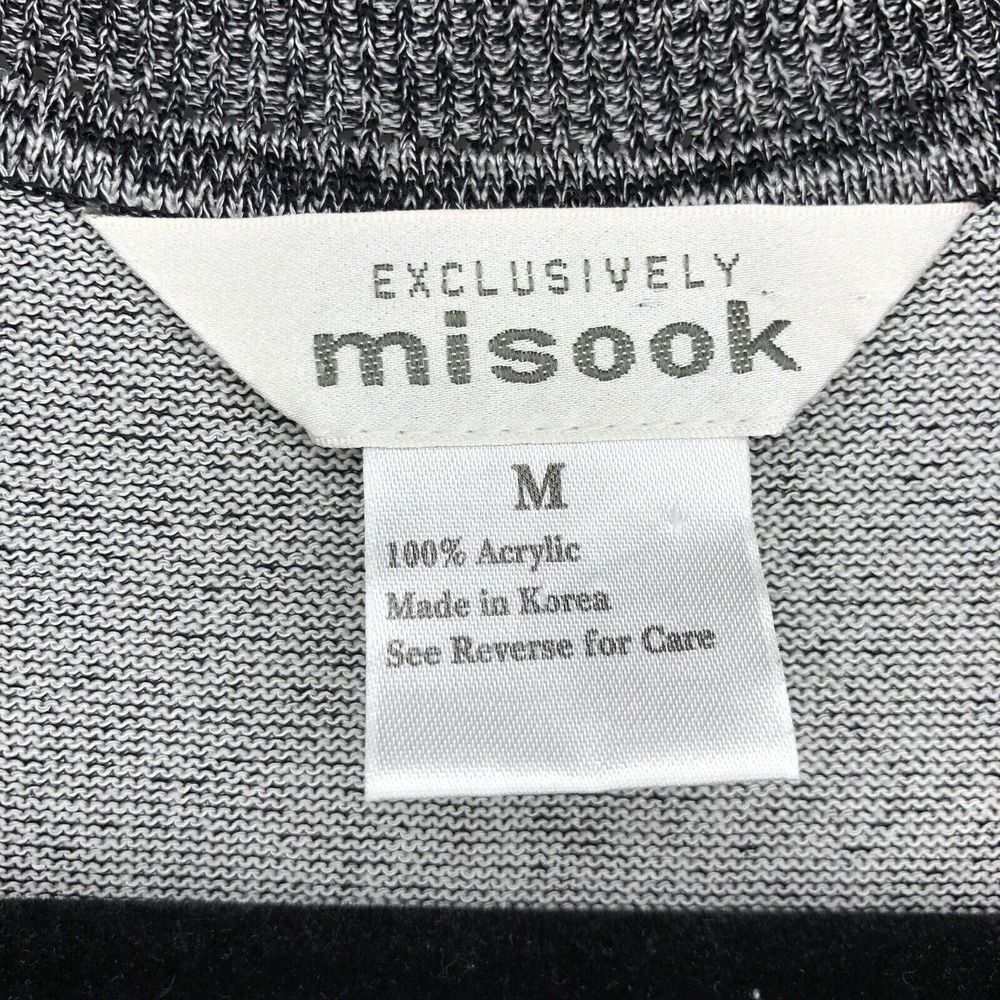 Exclusively Misook Women's Medium Black Gray Open Sleeveless Cardigan Sweater - Picture 4 of 4